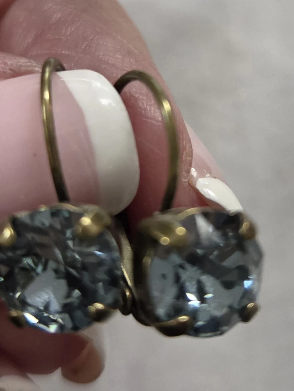 Round Aqua Crystal Drop Earrings - Unbranded